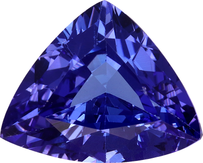 Trilliant cut tanzanite, 10.02 by 8.11 mm, shown at actual size
