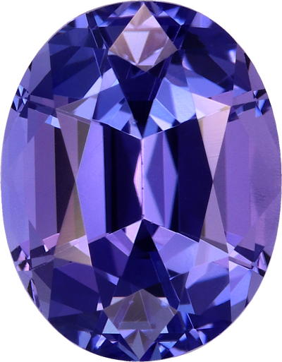 Oval cut tanzanite, 9.12 by 7.13 mm, shown at actual size