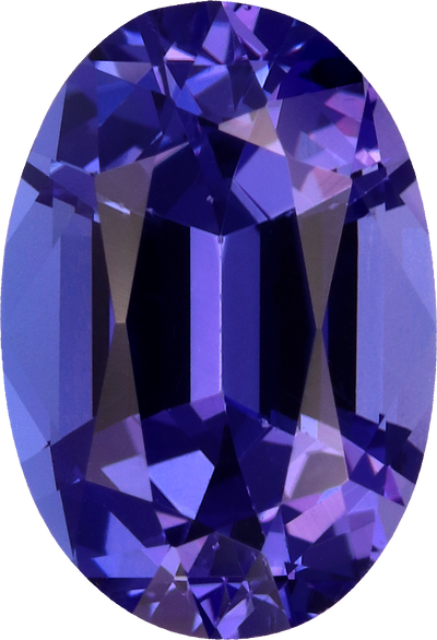 Oval cut tanzanite, 10.25 by 7.02 mm, shown at actual size