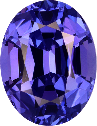 Oval cut tanzanite, 9.48 by 7.33 mm, shown at actual size
