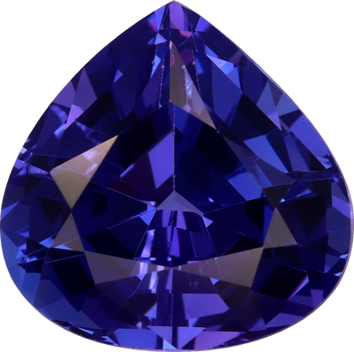 Pear cut tanzanite, 9.15 by 9.13 mm, shown at actual size