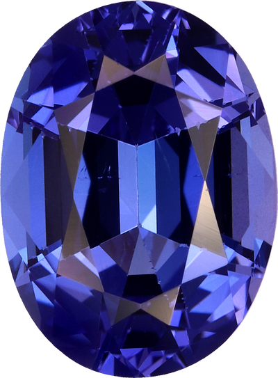 Oval cut tanzanite, 10.01 by 7.42 mm, shown at actual size