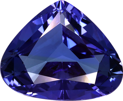 Pear cut tanzanite, 13.2 by 10.81 mm, shown at actual size