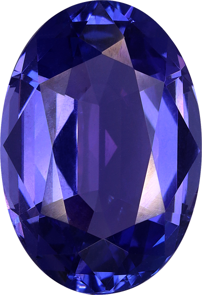 Oval cut tanzanite, 13.02 by 8.98 mm, shown at actual size