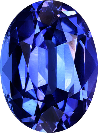 Oval cut tanzanite, 12.27 by 9.12 mm, shown at actual size