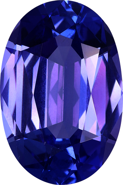 Oval cut tanzanite, 12.93 by 8.6 mm, shown at actual size