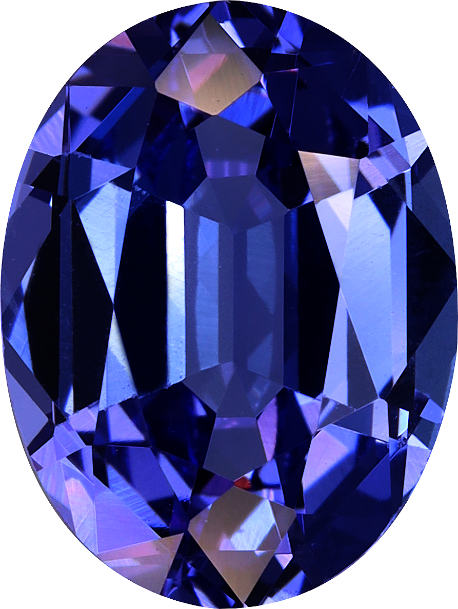 Oval cut tanzanite, 10.56 by 7.97 mm, shown at actual size
