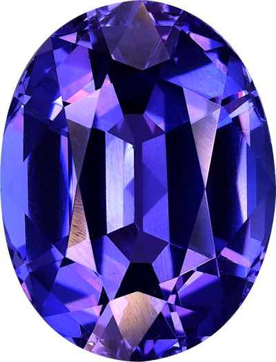 Oval cut tanzanite, 11.22 by 8.6 mm, shown at actual size