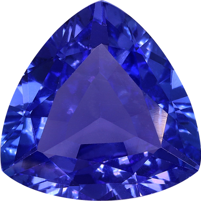Trilliant cut tanzanite, 10.61 by 10.57 mm, shown at actual size