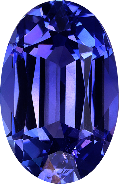 Oval cut tanzanite, 11.36 by 7.43 mm, shown at actual size