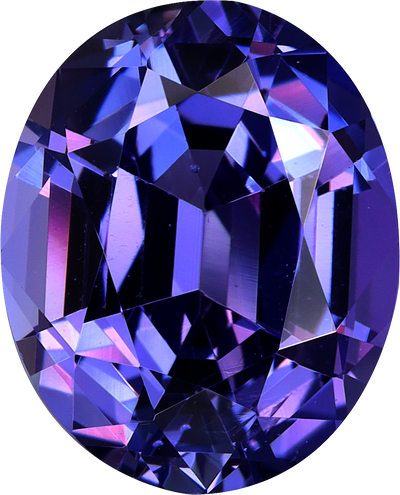 Oval cut tanzanite, 10.33 by 8.35 mm, shown at actual size