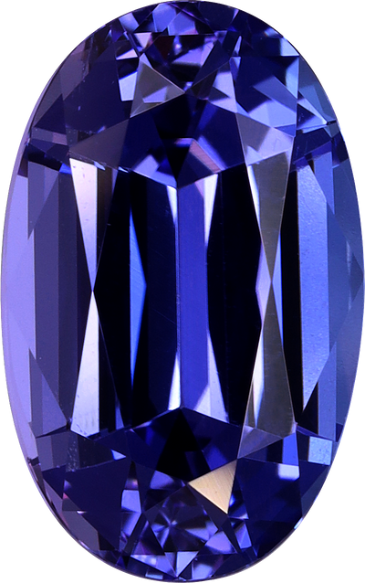 Oval cut tanzanite, 11.09 by 6.98 mm, shown at actual size