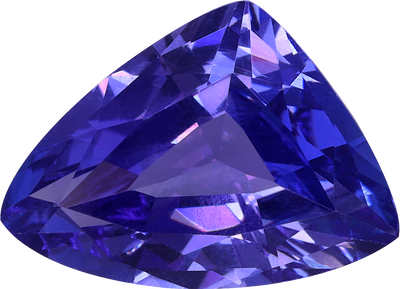Trilliant cut tanzanite, 8.57 by 11.9 mm, shown at actual size