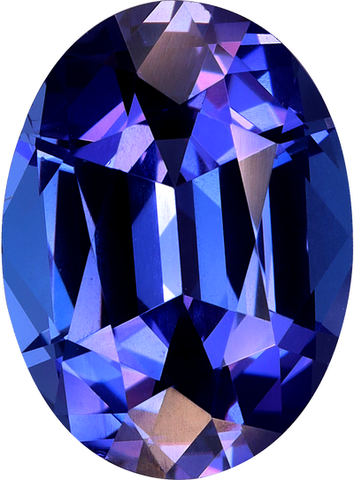 Oval cut tanzanite, 11.6 by 8.54 mm, shown at actual size