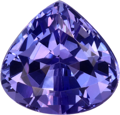 Pear cut tanzanite, 8.67 by 8.29 mm, shown at actual size