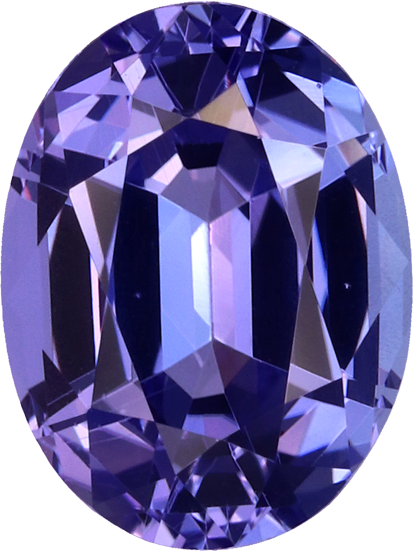 Oval cut tanzanite, 9.12 by 6.92 mm, shown at actual size