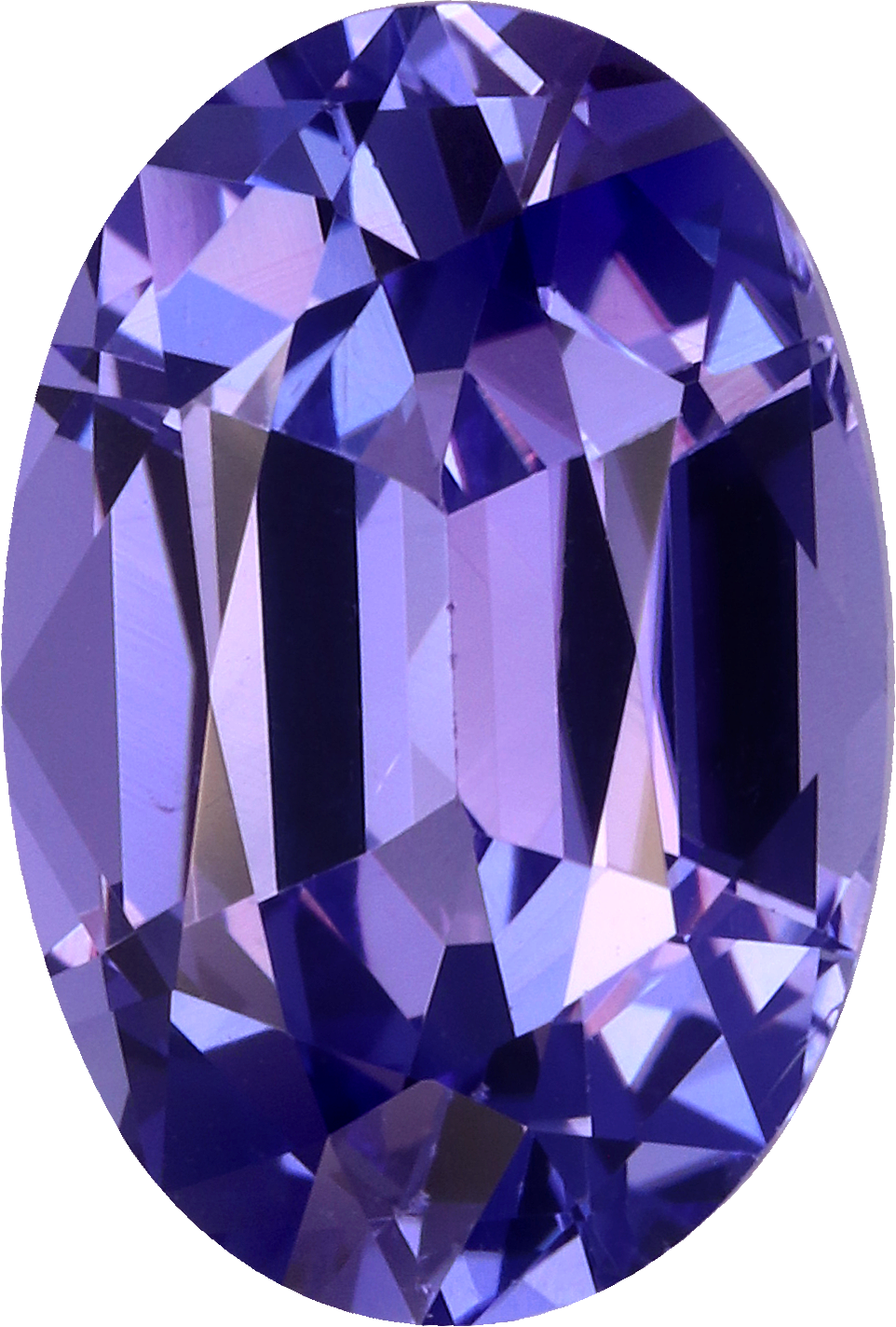 Oval cut tanzanite, 11.45 by 7.81 mm, shown at actual size