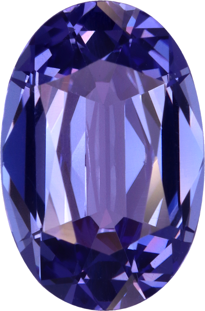 Oval cut tanzanite, 13.36 by 8.9 mm, shown at actual size