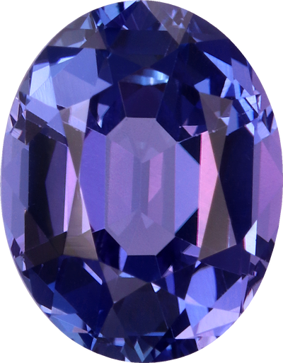Oval cut tanzanite, 10.43 by 8.14 mm, shown at actual size