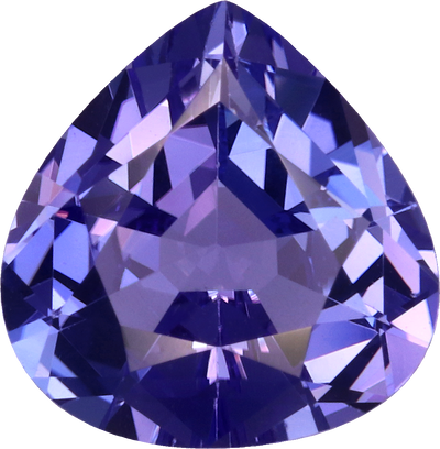 Pear cut tanzanite, 9.92 by 10.1 mm, shown at actual size