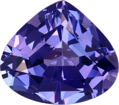 Pear cut tanzanite, 10.43 by 9.29 mm, shown at actual size