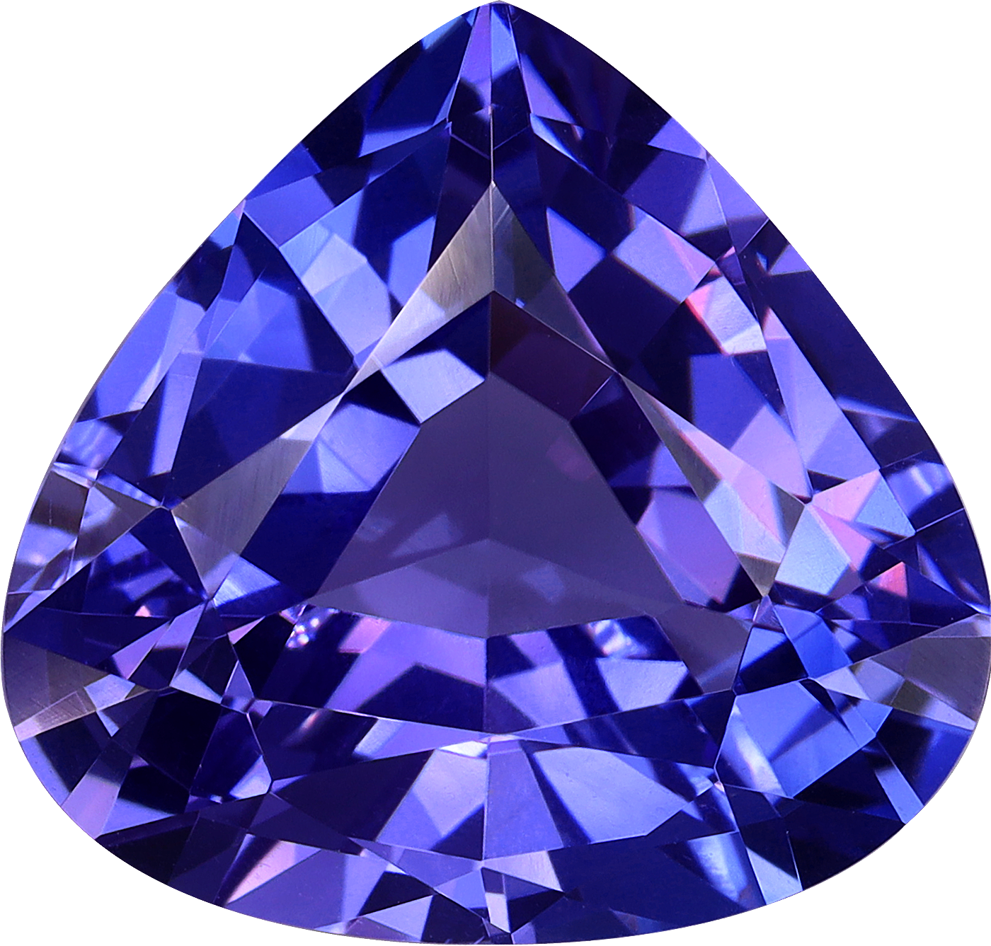 Pear cut tanzanite, 14.32 by 13.57 mm, shown at actual size