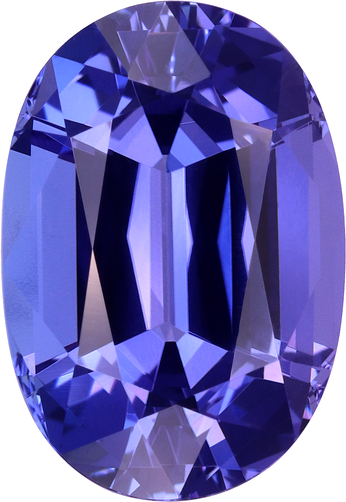 Oval cut tanzanite, 14.26 by 9.8 mm, shown at actual size