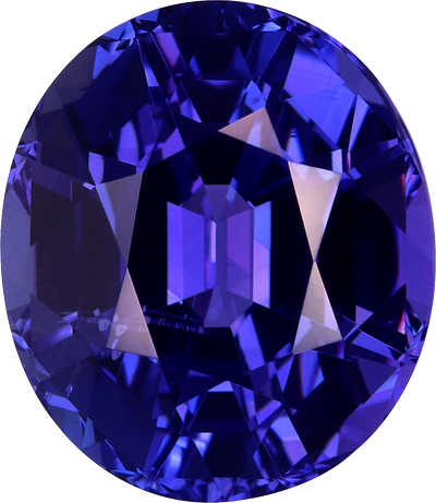 Oval cut tanzanite, 11.98 by 10.36 mm, shown at actual size