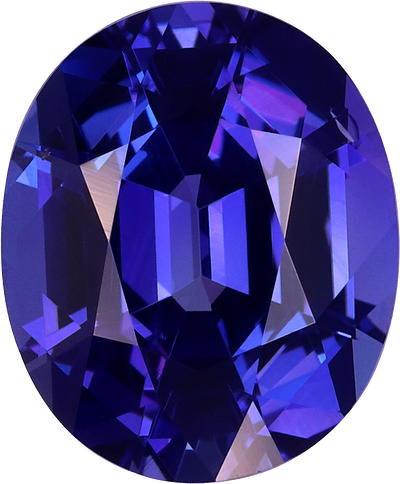 Oval cut tanzanite, 10.74 by 8.89 mm, shown at actual size