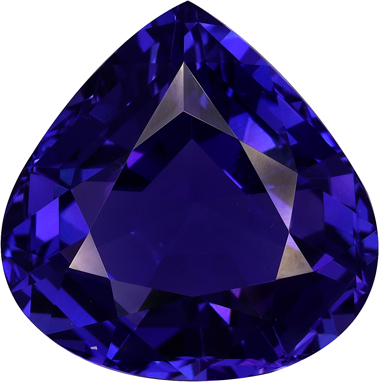 Pear cut tanzanite, 17.34 by 17.21 mm, shown at actual size