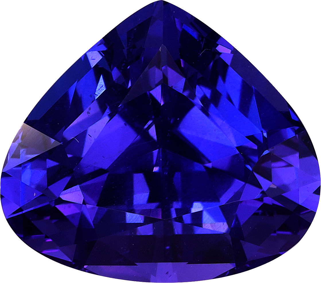 Pear cut tanzanite, 15.53 by 13.74 mm, shown at actual size