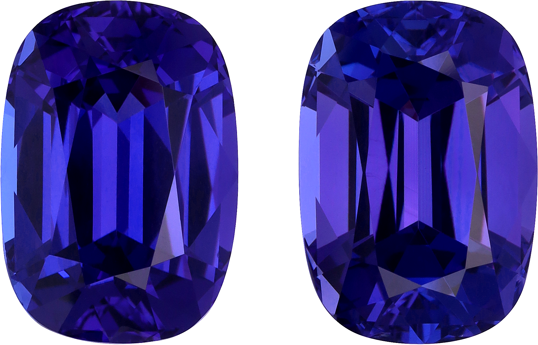 Cushion cut tanzanite, 16.61 by 11.53 mm, shown at actual size