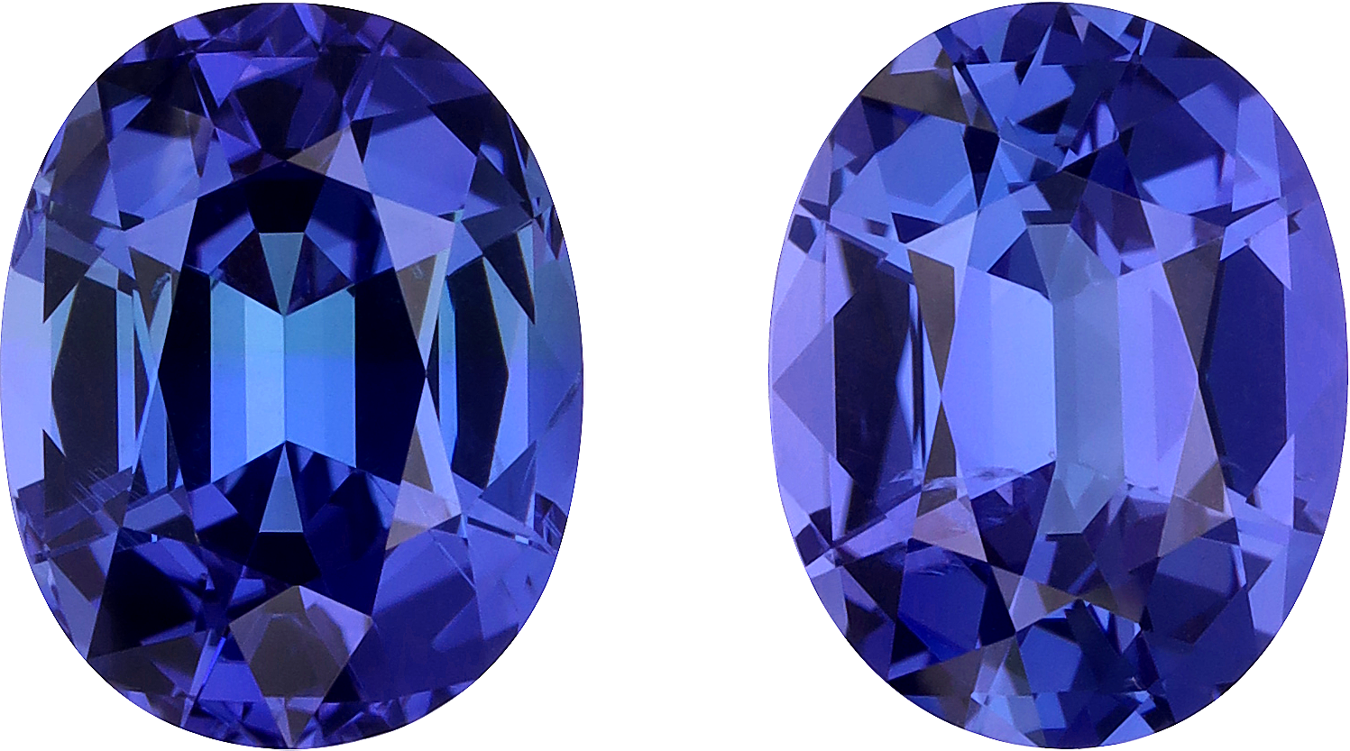 Oval cut tanzanite, 11.9 by 9.28 mm, shown at actual size