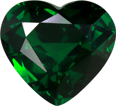 Heart cut tsavorite garnet, 8.66 by 7.88 mm, shown at actual size