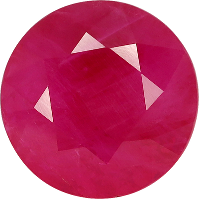 Round cut burma ruby, 6.61 by 6.68 mm, shown at actual size