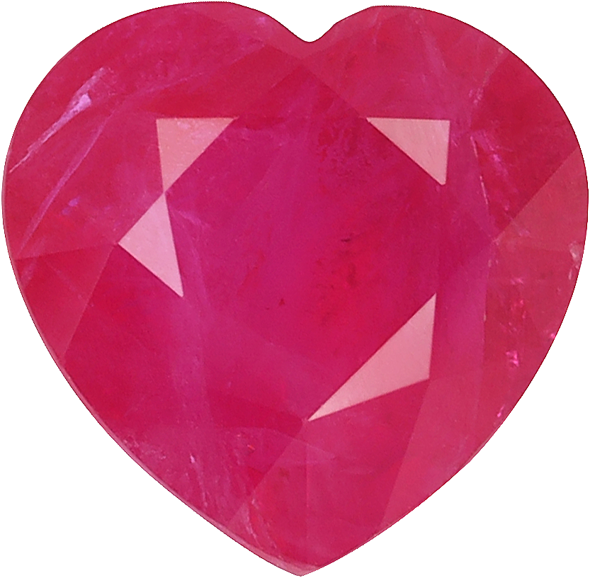 Heart cut burma ruby, 7.42 by 7.22 mm, shown at actual size