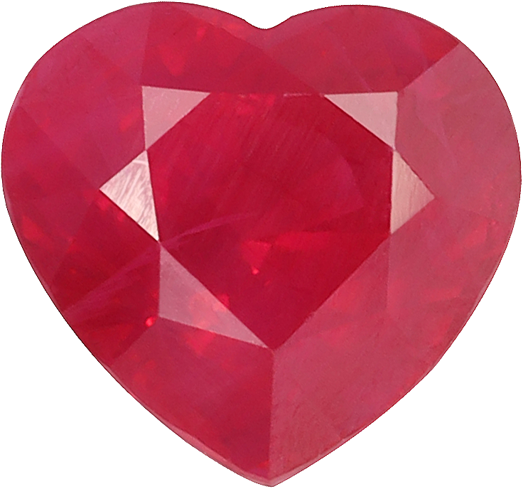 Heart cut burma ruby, 6.48 by 6.04 mm, shown at actual size