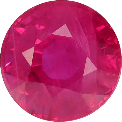Round cut burma ruby, 6.6 by 6.62 mm, shown at actual size