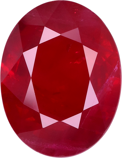 Oval cut burma ruby, 6.12 by 7.92 mm, shown at actual size