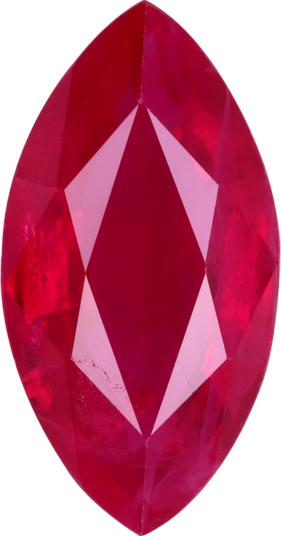 Marquise cut burma ruby, 5.71 by 11 mm, shown at actual size
