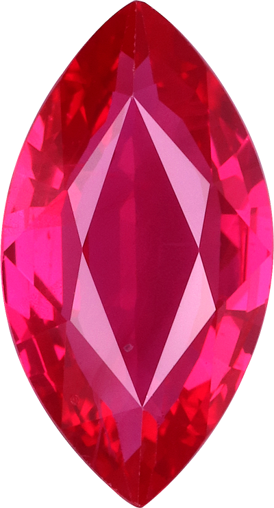 Marquise cut burma ruby, 4.98 by 9.19 mm, shown at actual size