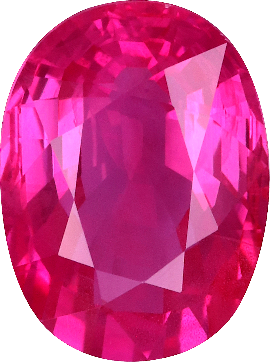 Oval cut burma ruby, 5.73 by 7.72 mm, shown at actual size