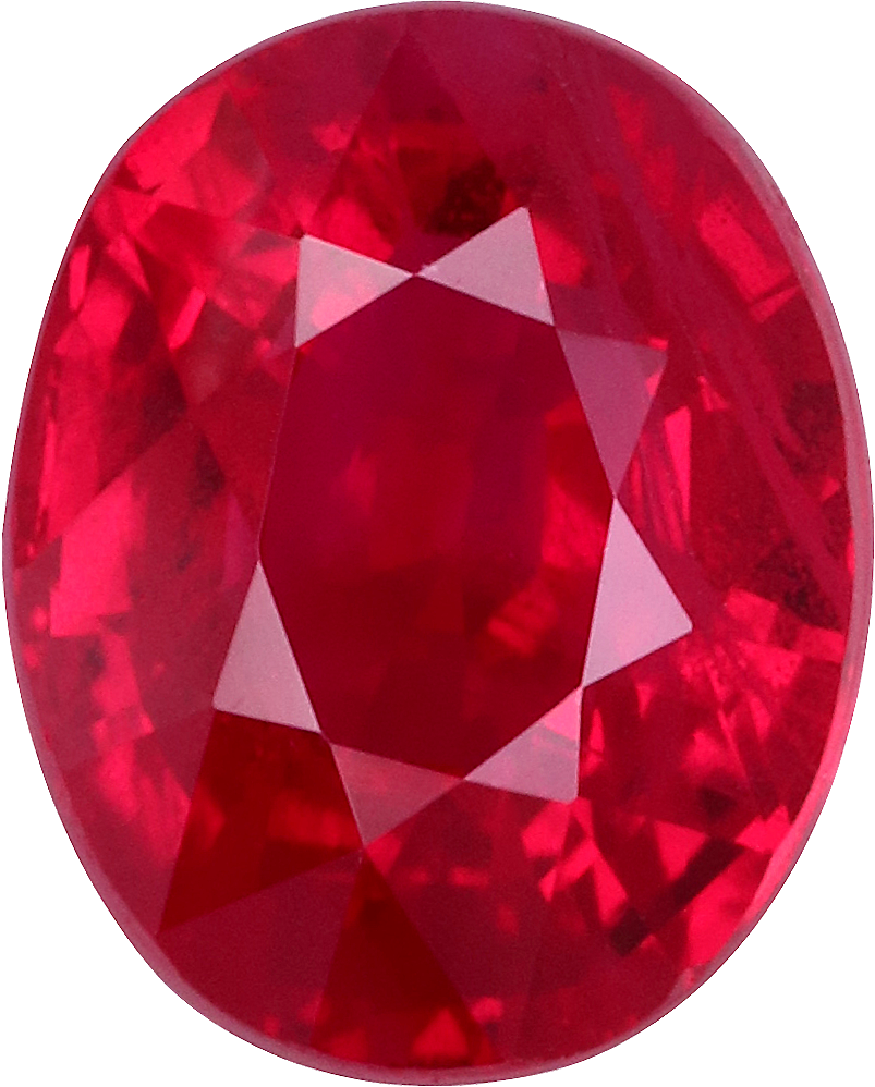 Oval cut burma ruby, 6.02 by 4.83 mm, shown at actual size