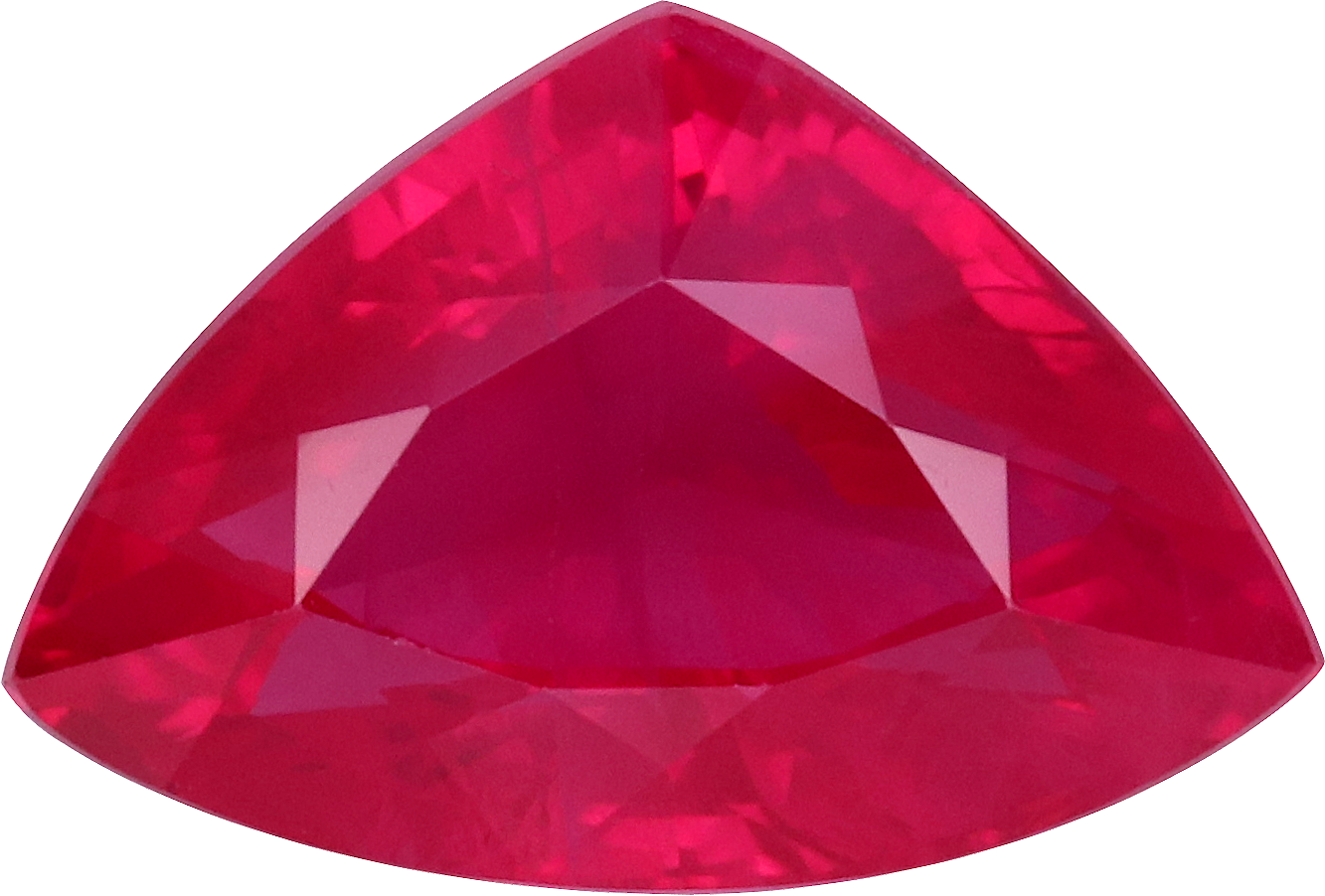 Fancy cut burma ruby, 8.03 by 5.47 mm, shown at actual size