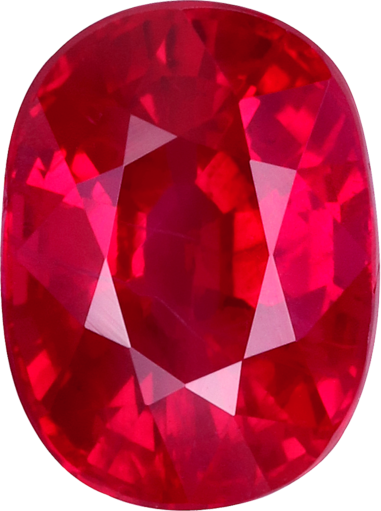 Oval cut burma ruby, 6.07 by 4.5 mm, shown at actual size