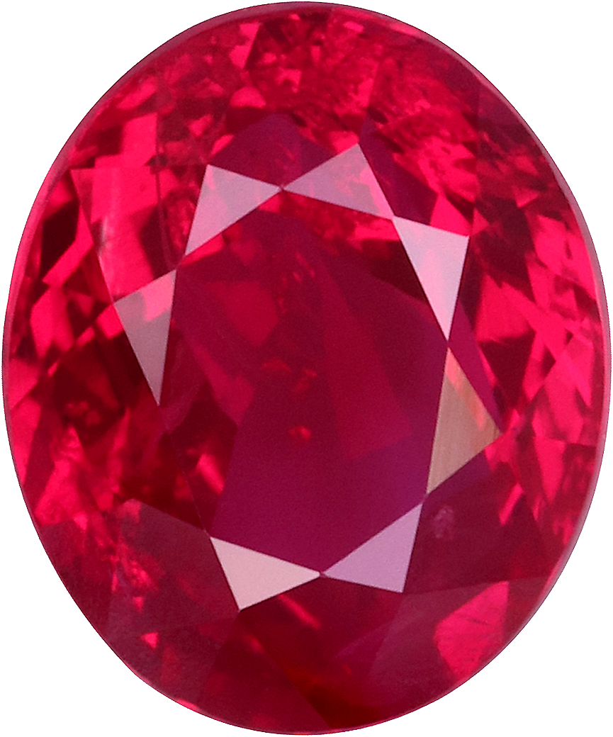 Oval cut burma ruby, 6.3 by 5.19 mm, shown at actual size
