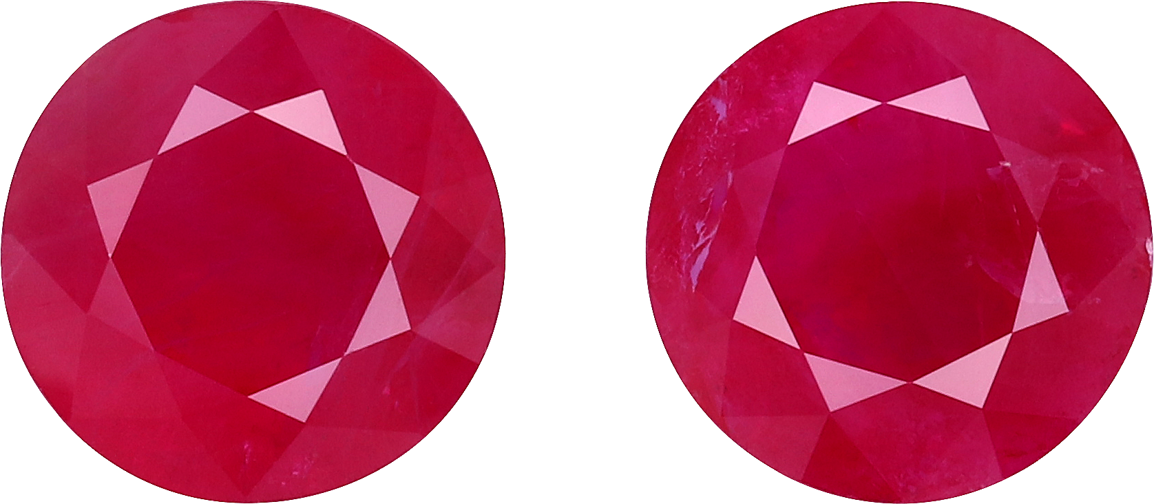 Round cut burma ruby, 7.3 by 7.22 mm, shown at actual size