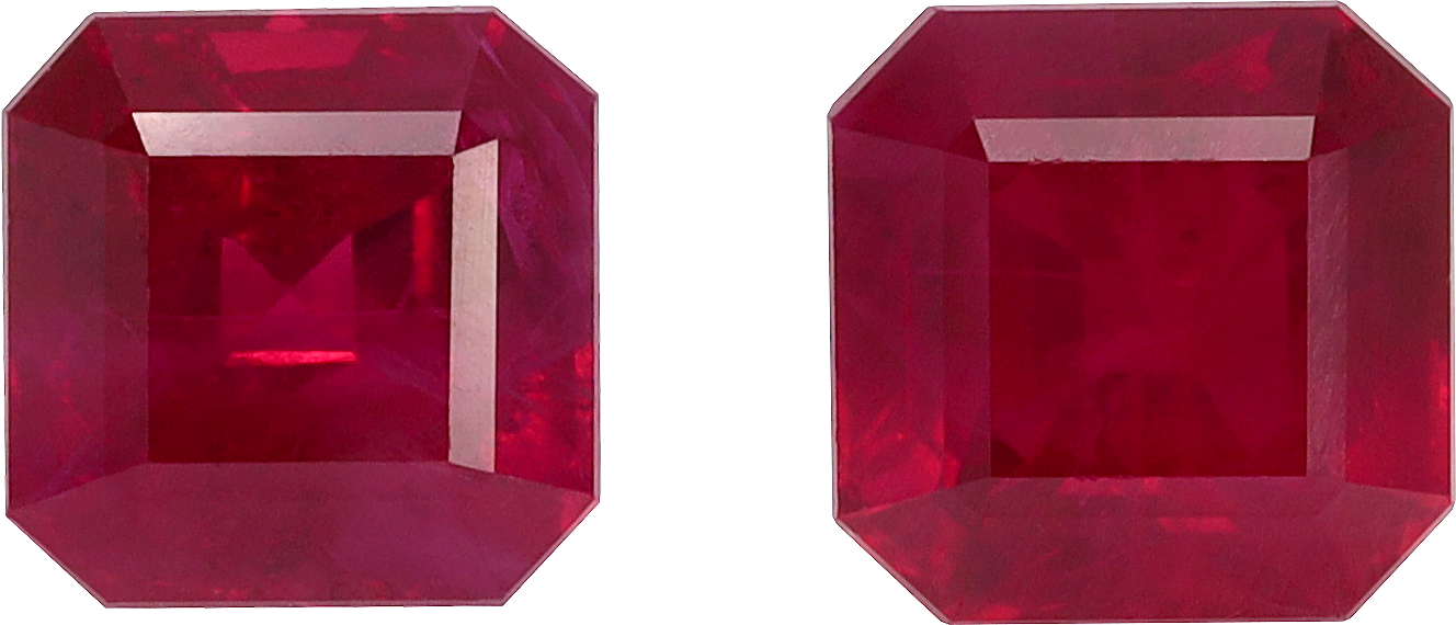 Square cut burma ruby, 4.88 by 4.85 mm, shown at actual size