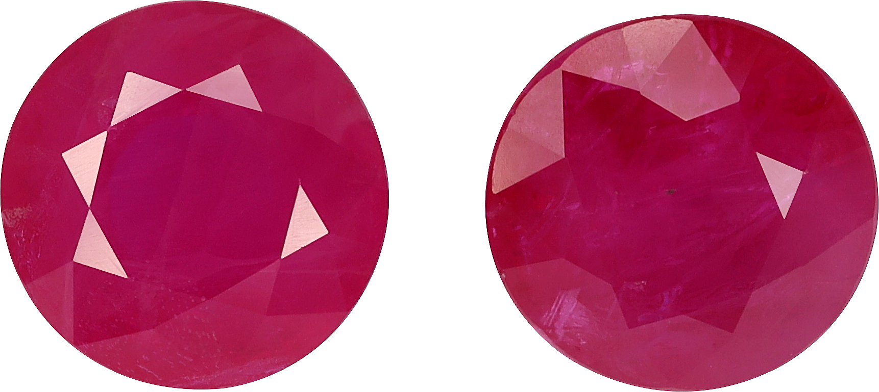 Round cut burma ruby, 6.9 by 6.8 mm, shown at actual size