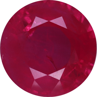 Round cut burma ruby, 6.37 by 6.3 mm, shown at actual size